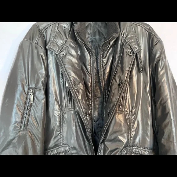 Tallia Mens Size L Black Jacket Coat w/ Zipper 5 Snap & Detachable Collar - Picture 9 of 14